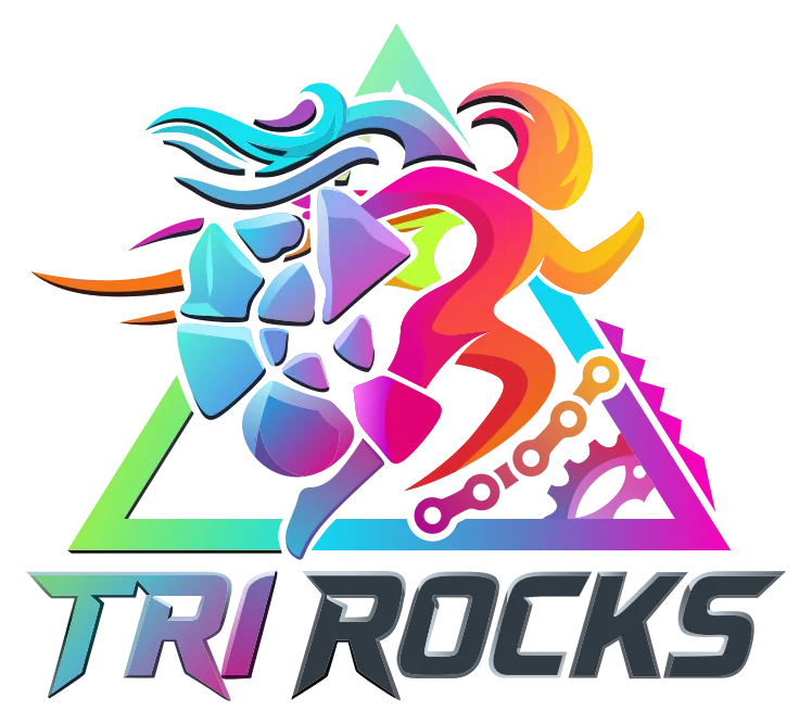 TRI ROCKS – buntes Triathlon-Vereinslogo